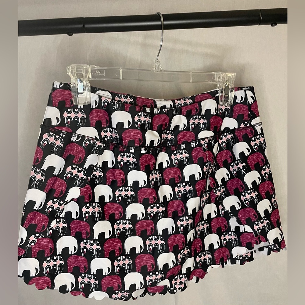 Zelos Women’s M Elephant Tennis Skort Scalloped Edges Zipper Pocket on Back